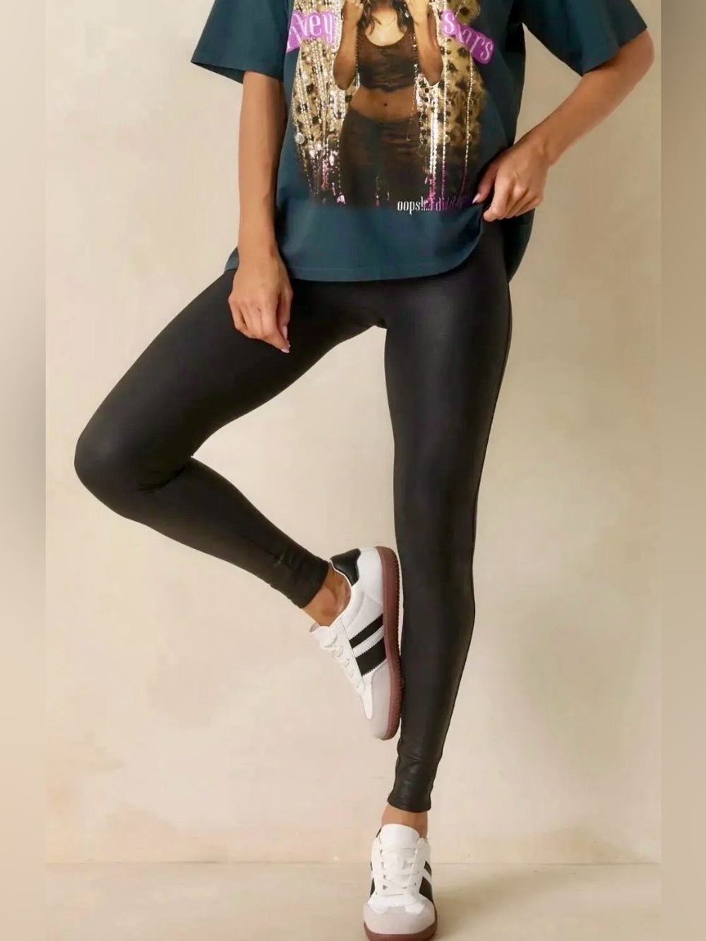 SPANX Black Faux-Leather High-Waist Leggings